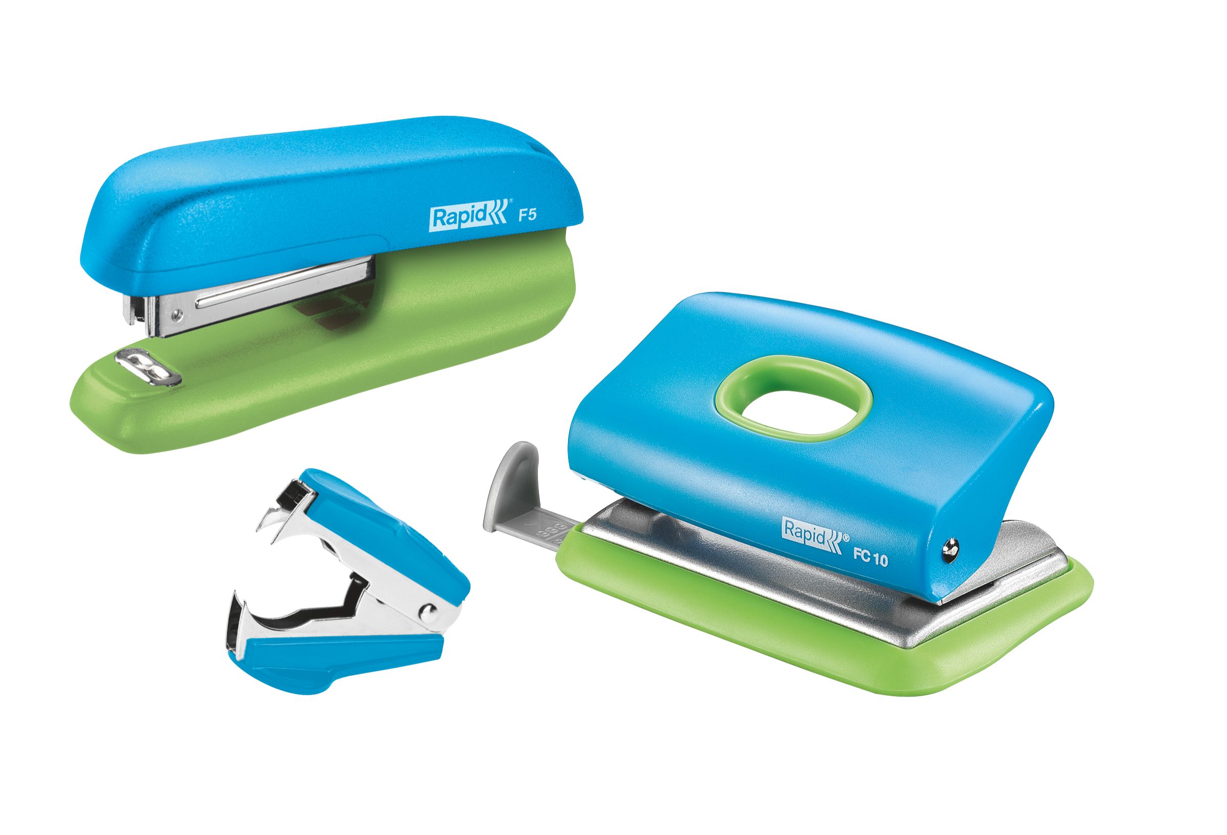 Set capsator F5, perforator FC10 si decapsator C3, RAPID, albastru/verde