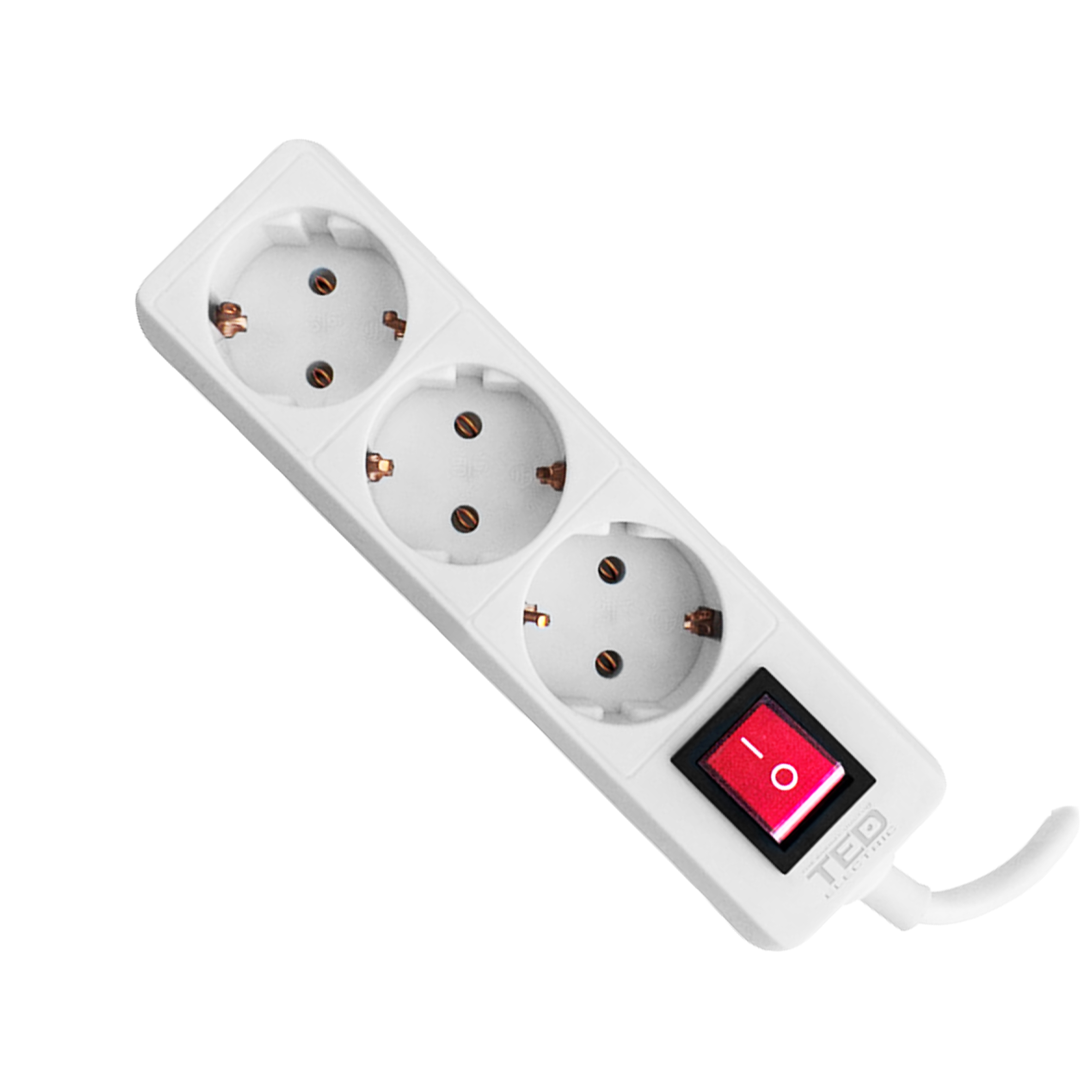 Prelungitor cu intrerupator alb, 1.5 m, 3 prize si protectie, 3680W, 10A, TED Electric