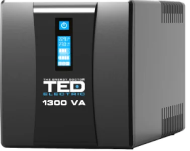 UPS 1300VA, 750W, ecran LCD, cu stabilizator si management, 4 prize, include 2 acumulatori 12V, 7Ah, TED Electric Line-Interactive