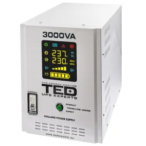 UPS pentru centrala, 3000VA, 2100W, runtime extins, sinusoidala pura, ecran LCD, TED Electric