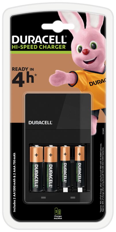Incarcator baterii cu 2x AA LR6 1300mAh si 2x AAA LR3 750mAh, DURACELL CEF14