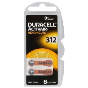 Baterii aparat auditiv 312A 160mAh 1.4V, DURACELL, 6 buc/set