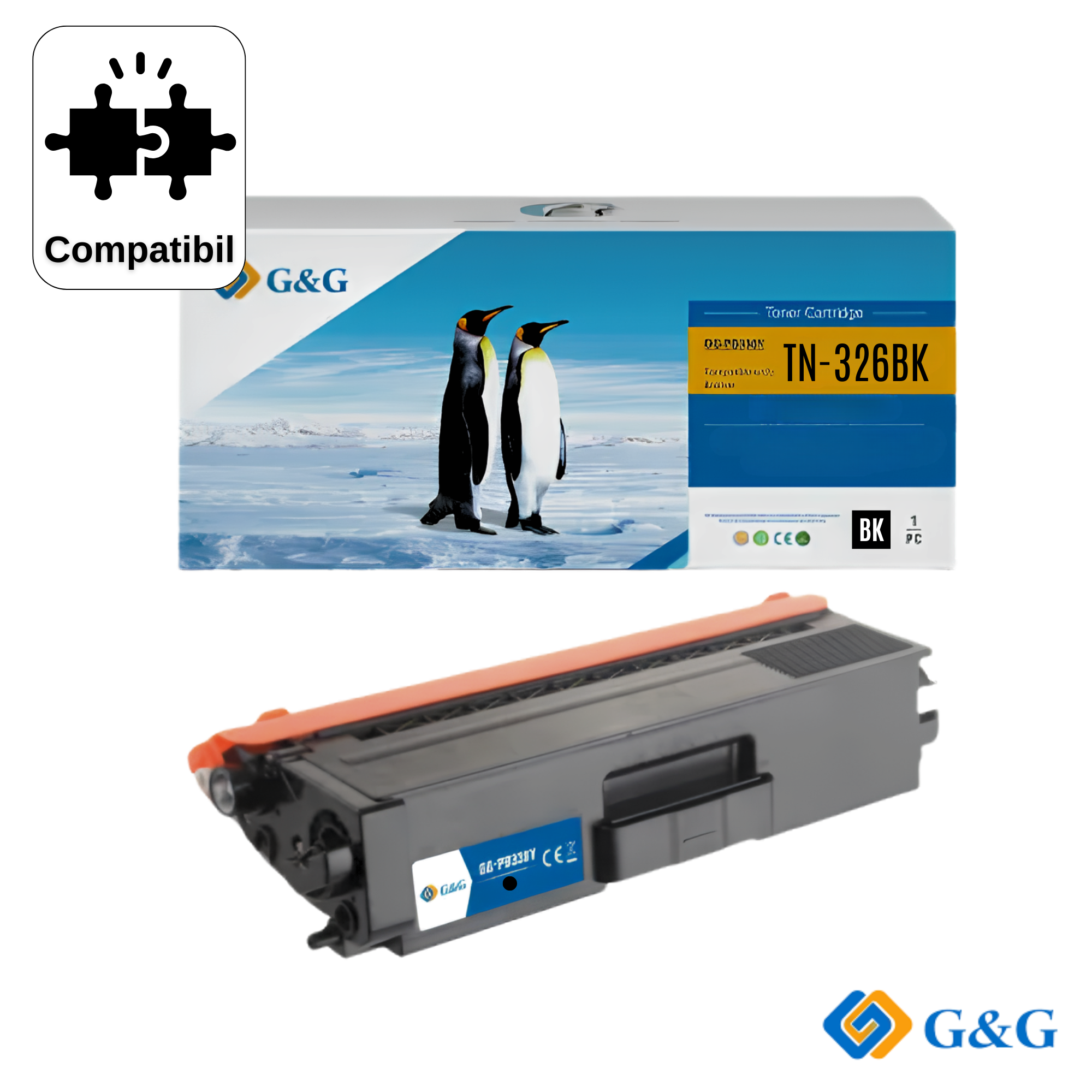 Cartus toner compatibil G&G Black TN326BK, pentru Brother HL‑L8250CDN, 4.000 pagini