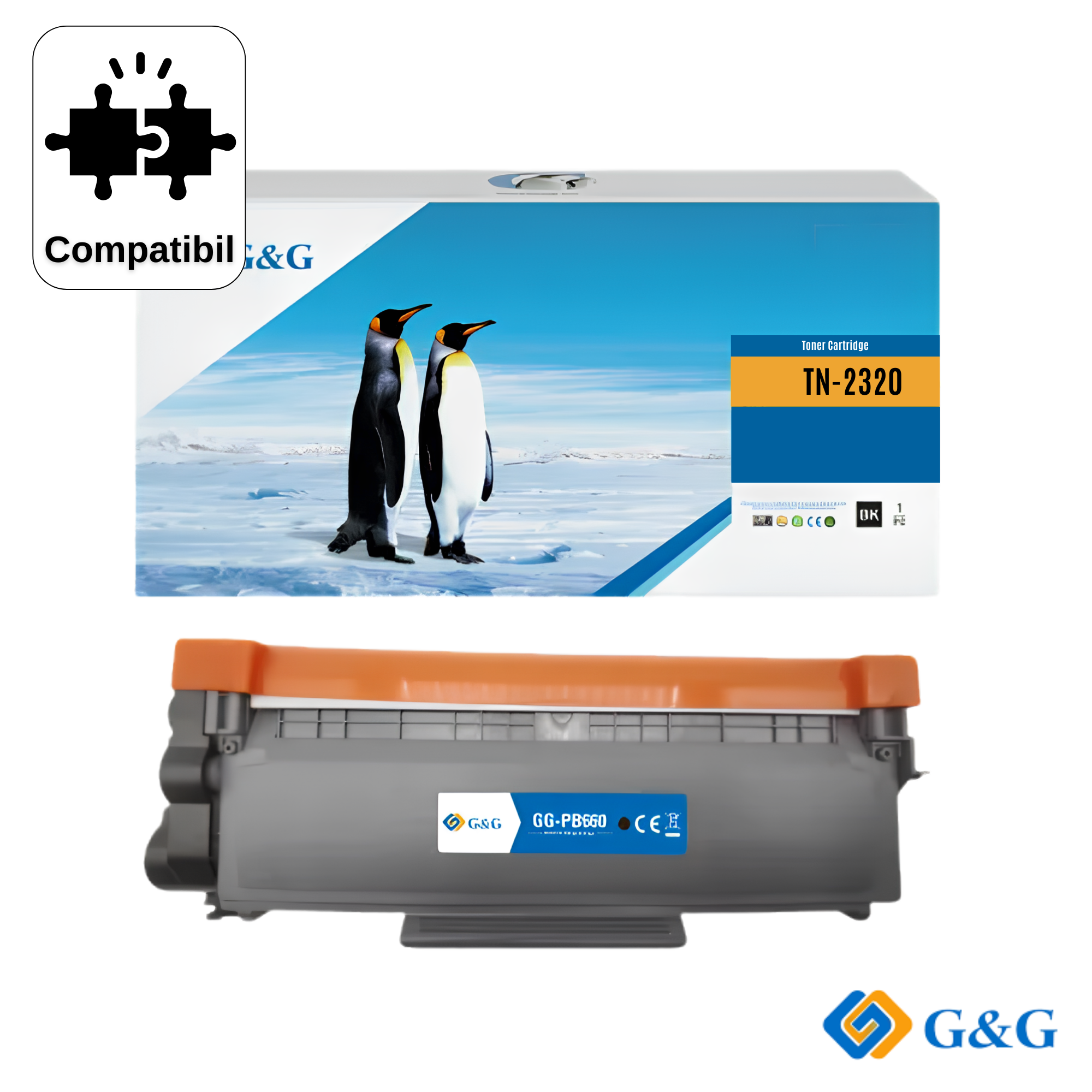 Cartus toner compatibil G&G Black TN2320 (NT-PB660), pentru Brother DCP-L2500D, 2.600 pagini