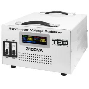 Stabilizator de tensiune retea, monofazat, 1.8KW, 1800W, 2 prize si ecran LCD, sinusoidala pura, TED Electric