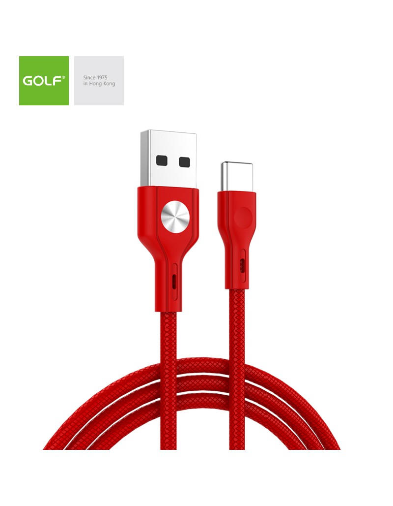 Cablu incarcare USB Tip-C, incarcare cu 3A, rosu, GOLF 60T