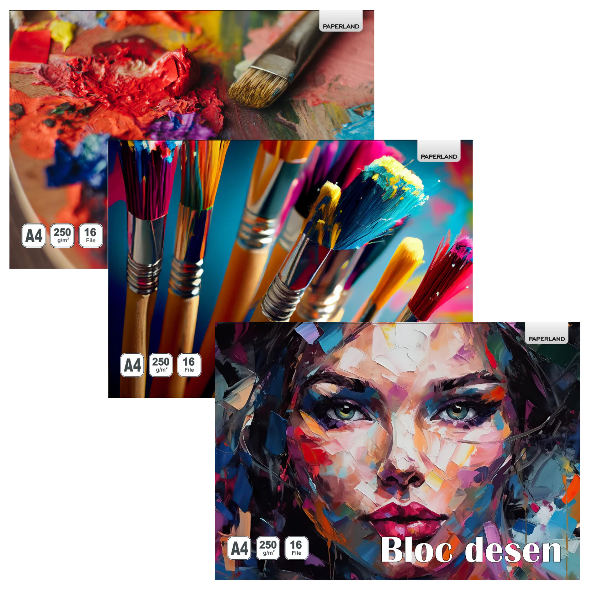 Bloc de desen A4, 250g/mp, 16 file, PAPERLAND
