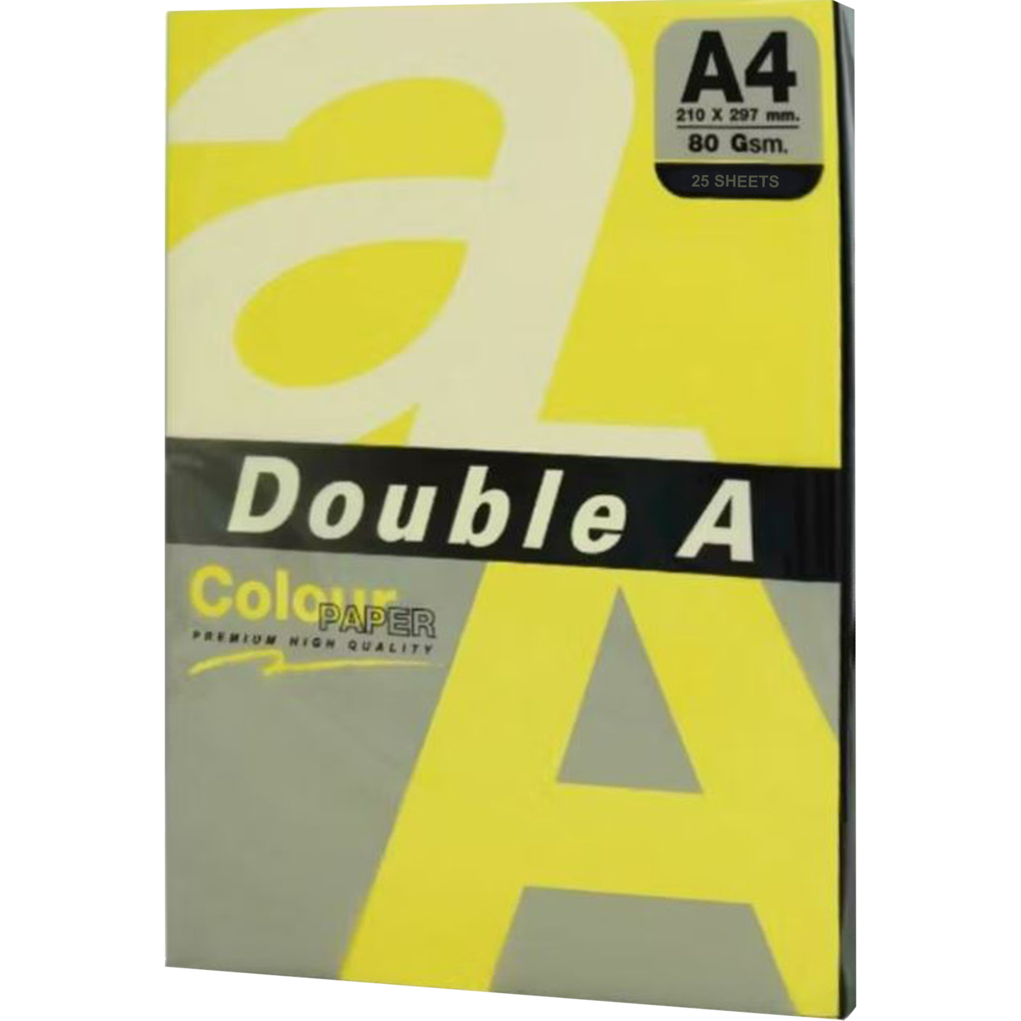 Hartie colorata A4, DOUBLE A Colour Premium Intens, 80 g/mp, 25coli/top, Lemon Intens