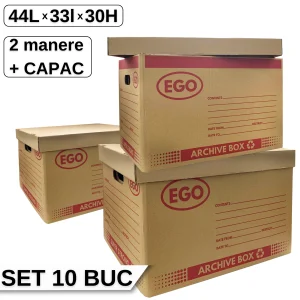 Container arhivare cu capac detasabil, 10 buc/set, EGO