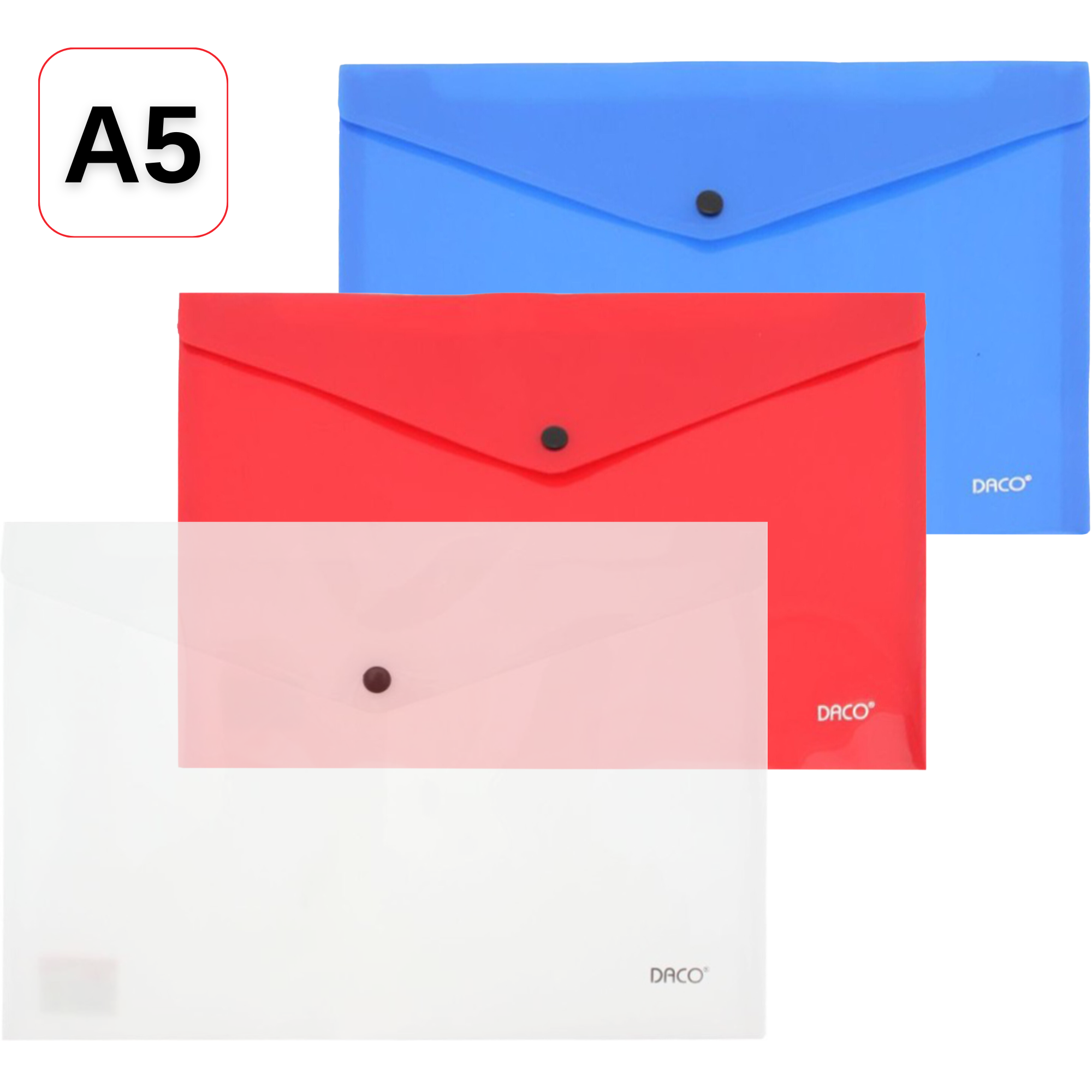 Mapa plastic A5, cu capsa si clapeta in V, DACO 2