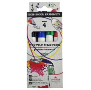 Marker pentru textile, KOH-I-NOOR, 4 culori/set
