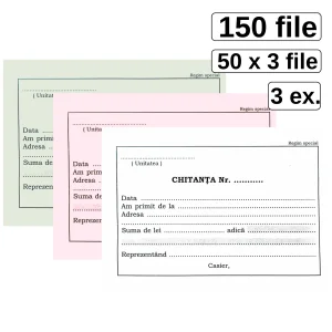 Chitantier A6 in 3 exemplare, 50 set/carnet