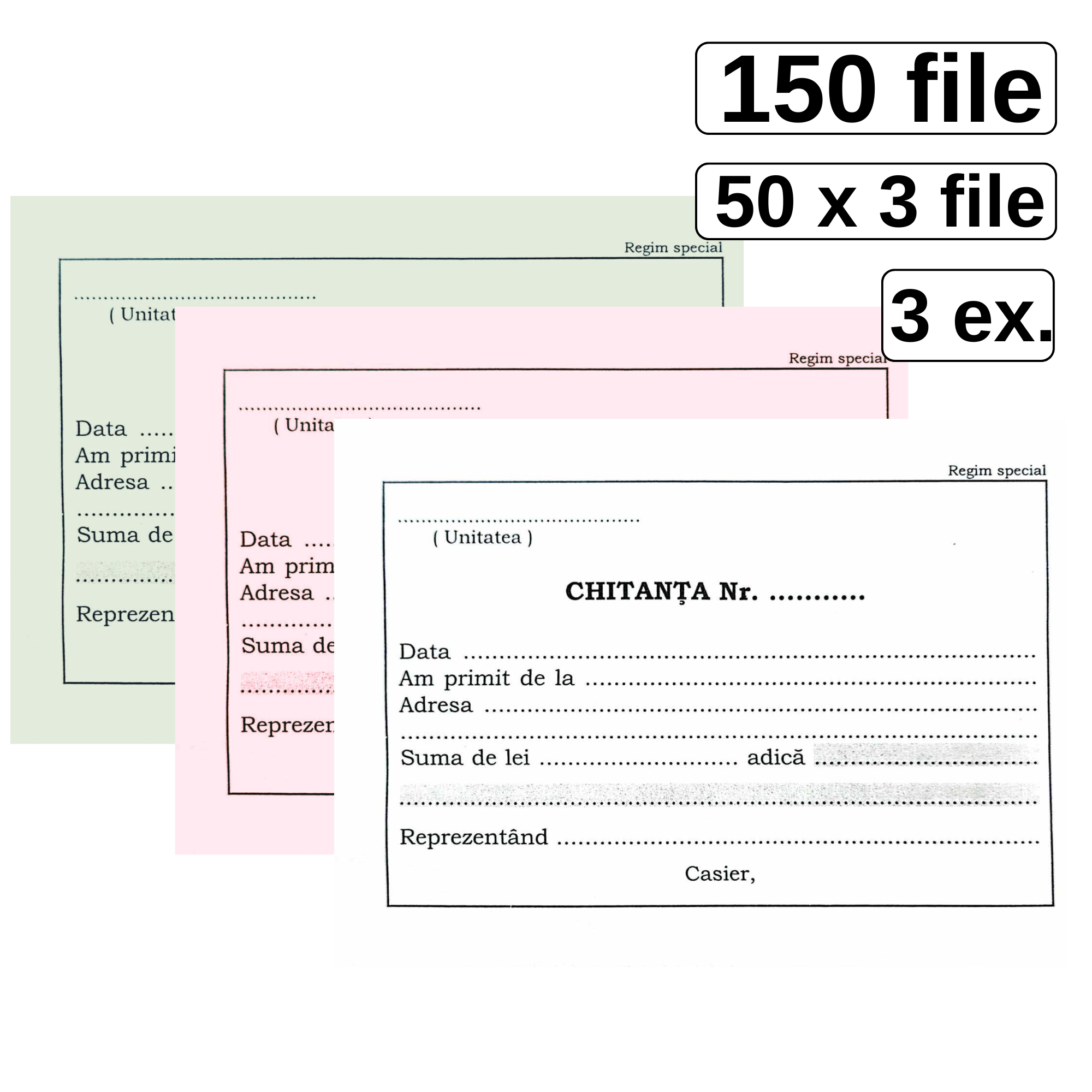 Chitantier A6 in 3 exemplare, 50 set/carnet