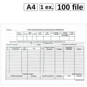 Nota de receptie si constatare diferente, A4, 100 file/set