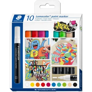 Marker cu vopsea acrilica STAEDTLER Lumocolor Paint, 10 buc/set