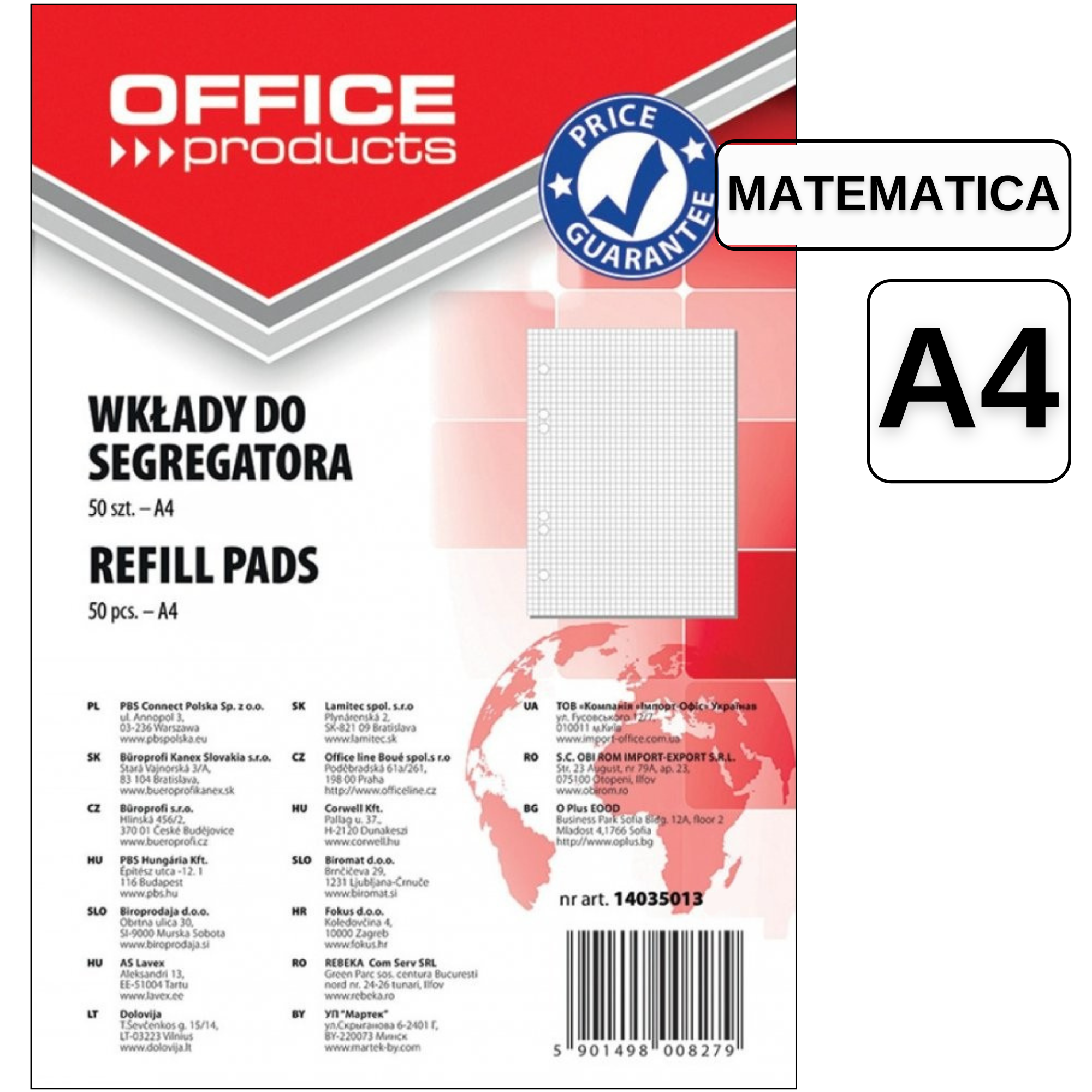 Rezerva caiet mecanic A4, 50 file Matematica, OFFICE PRODUCTS