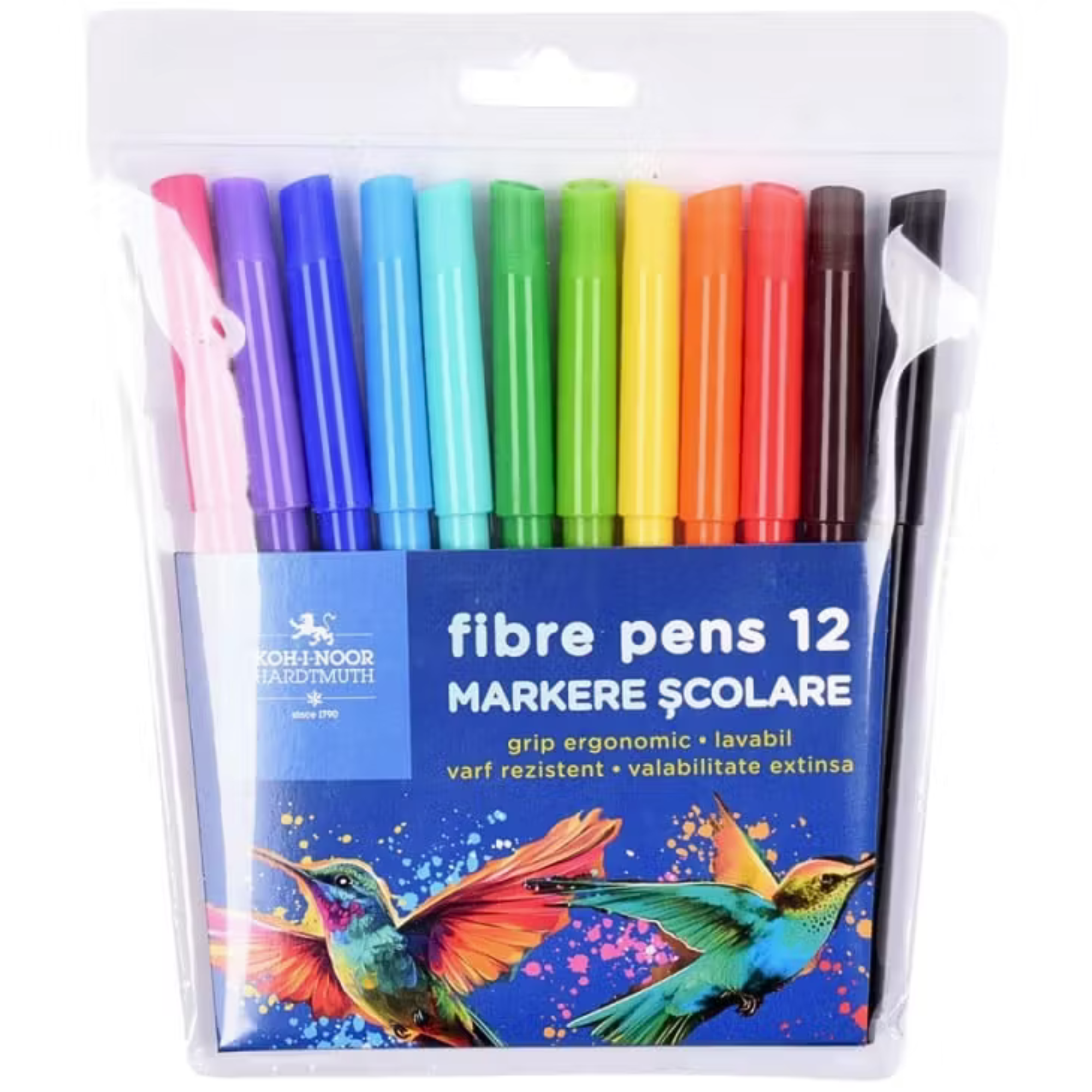 Carioci KOH-I-NOOR Colibri, 12 culori/set