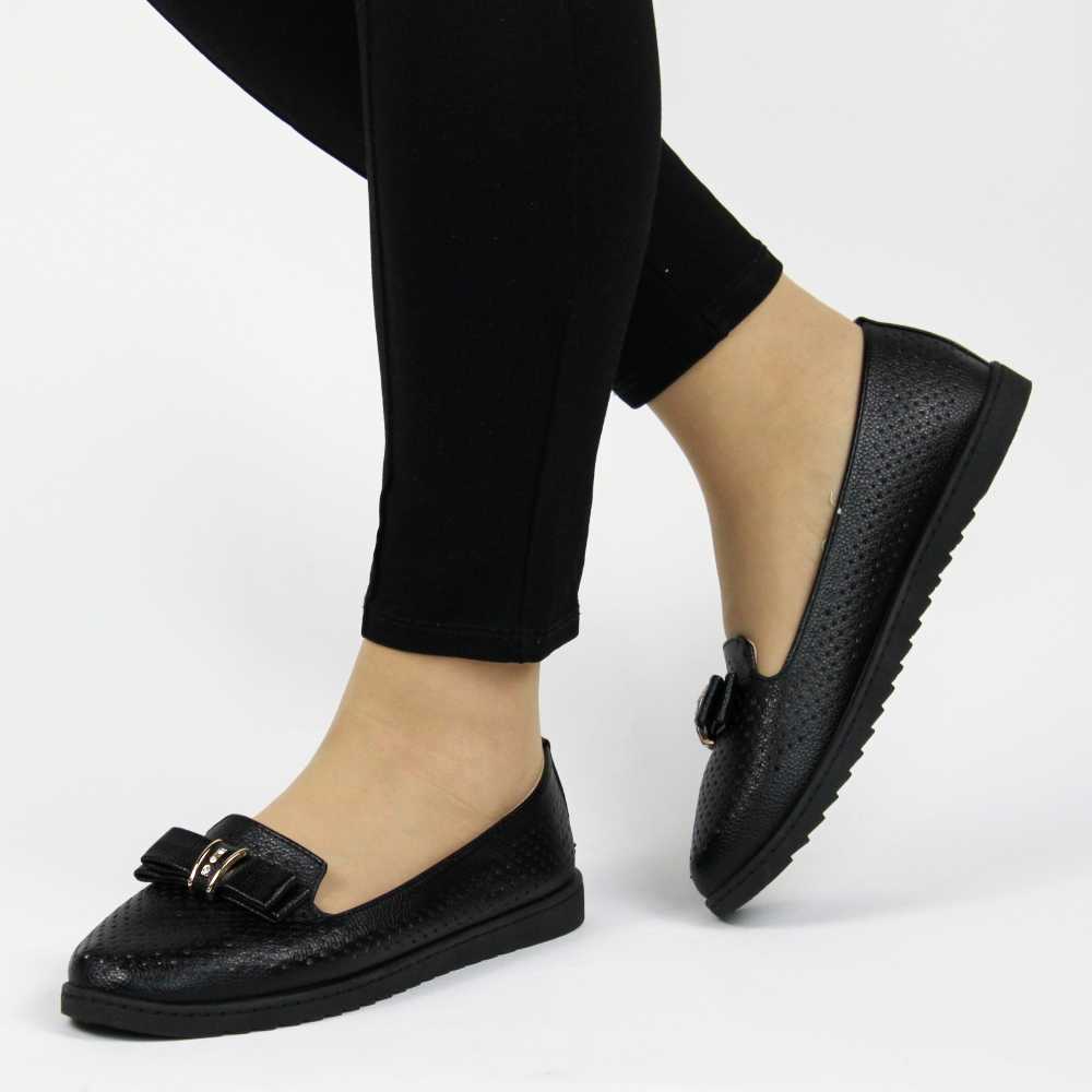 Pantofi de dama, usori si comozi, perforati, negri LS-7-BLACK