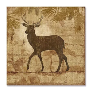 Tablou canvas - Cerbul, animale, fresca, Maro, Retro