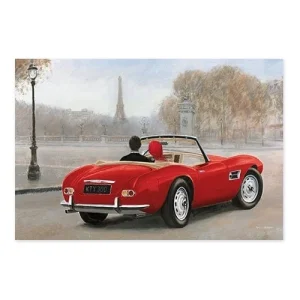 Tablou Canvas - Cu masina in Paris III, auto, sofer, pasager, oras, strada, Franta, Turnul Eiffel
