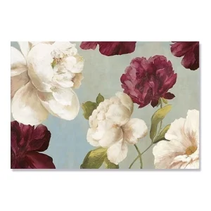 Tablou Canvas - Bujori I, flori, Rosu, Alb, Retro