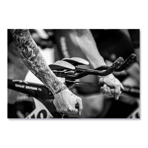 Tablou Canvas - Biciclist, Cursa, Competitie, Alb negru