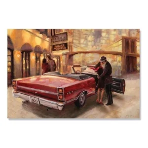 Tablou Canvas -  Seara Romantica, Iubire, Masina Retro, Love