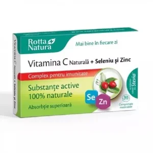 Vitamina C Naturala + Seleniu si Zinc 30 comprimate masticabile Rotta Natura