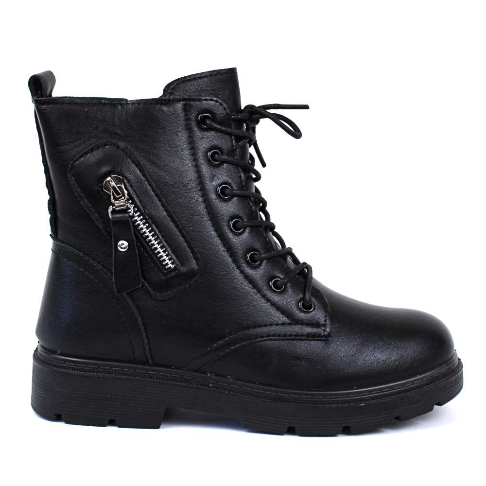 Ghete de dama , imblanite, cu fermoar lateral decorativ B11-BLACK