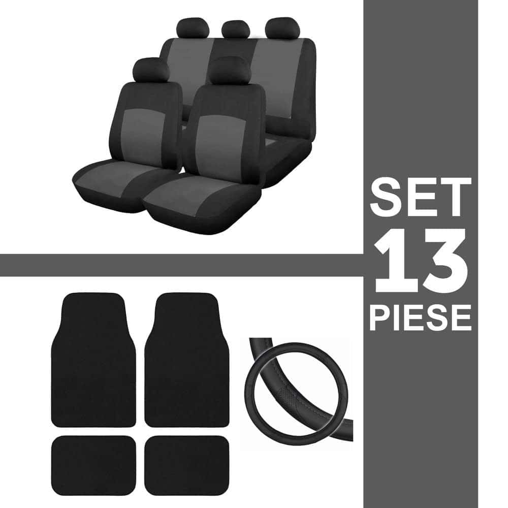 Set huse scaun 13 piese cu covorase mocheta si husa volan - GREY