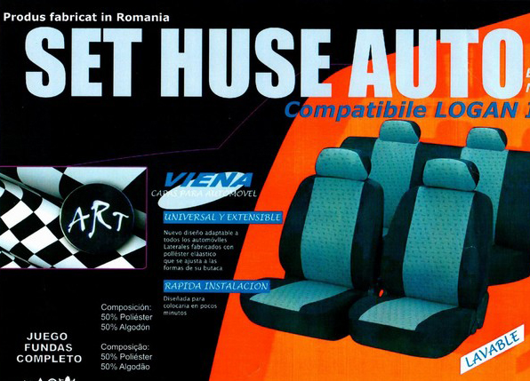 Huse auto compatibile Logan III ACCES si ESENTIAL 2020-> hexagon cu gaurele negru/cusatura rosie