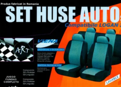 Huse auto compatibile Logan III  ACCES si ESENTIAL 2020->  hexagon cu gaurele negru/cusatura rosie
