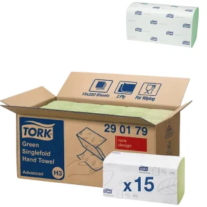 ​Prosoape hartie pliate gofrate verzi 250 buc Tork