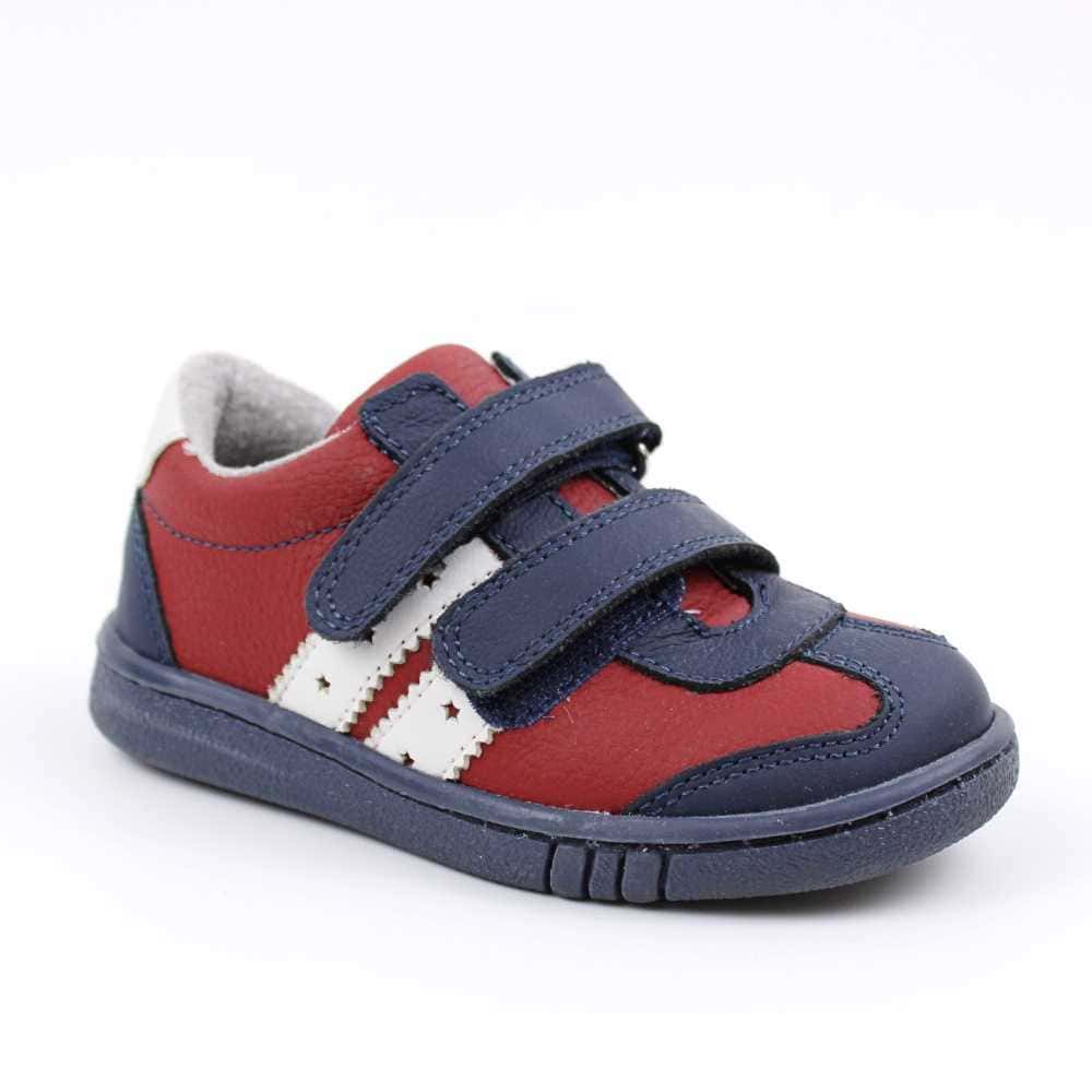 Pantofi sport , pentru copii , din piele naturala , cu talapa cusuta 1839-ROSU/BLEUMARIN