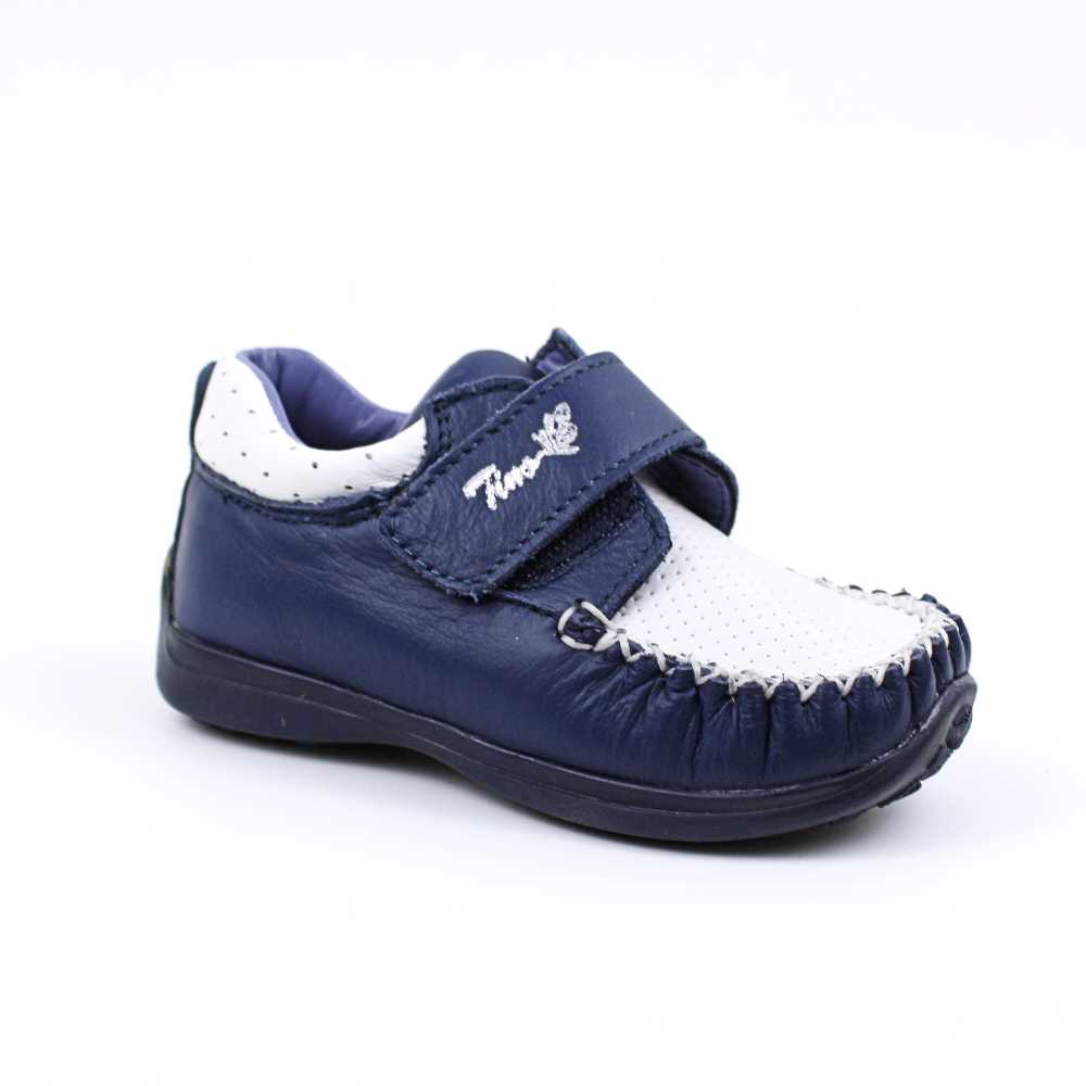 Pantofi " PRIMII PASI ", din piele naturala , moi si usori 369-BLEUMARIN/ALB