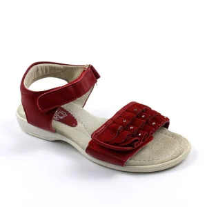 Sandale din piele naturala , pentru fetite , gama OUTLET 1653-ROSU