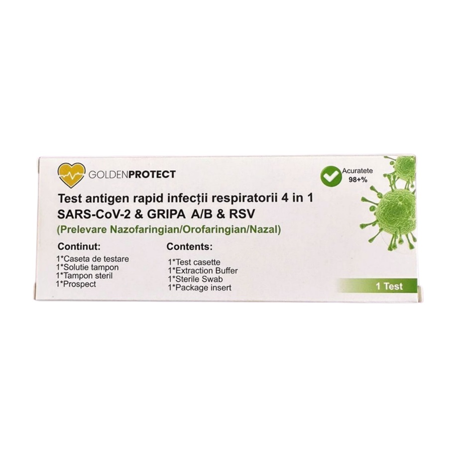Test rapid combo 3 in 1, Gripa A/B + Covid 19 + RSV, prelevare orofaringian, nazofaringian si nazal