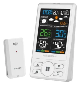 Statie meteo cu prognoza animata GoGEN ME 1250W, LCD color, senzor extern fara fir, alb