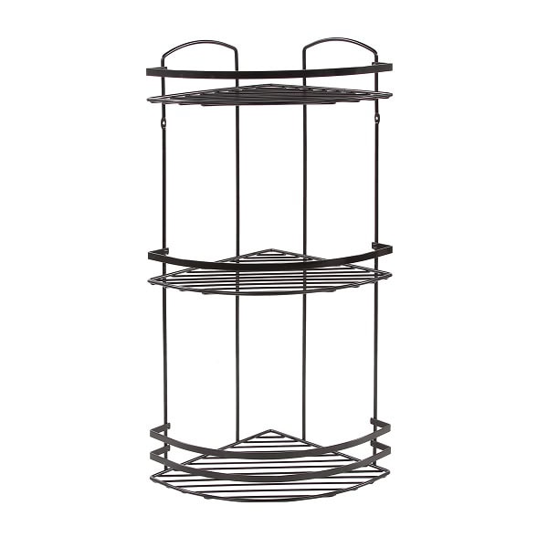 Etajera baie de colt DacEnergy©, trei rafturi, dimensiune 24x24x62 cm, culoare neagra
