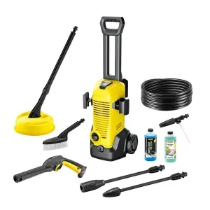 ​Aparat de spalat cu presiune, 1600 W, debit maxim 380 l/h, 120 bari, lungime furtun 6 m, 24.2 X 28.5 X 80.5 cm, galben + detergent