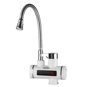 Robinet electric instant Albatros, pentru chiuveta, protectie supraincalzire, control temperatura, IPX4, teava flexibila, afisaj digital, 3.3 kW, 220 - 240 V,