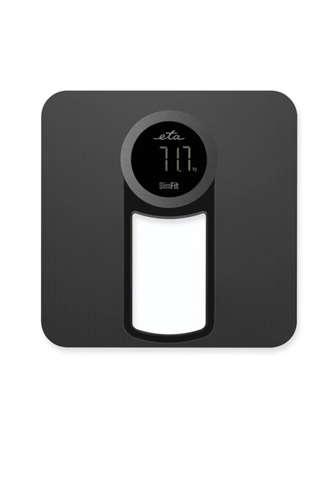 Cantar de persoane ETA SlimFit 9781 90000, precizie 100 grame, baterie Li-Ion 3.7 V, 200 mA, incarcare USB, maxim 150 kg, negru