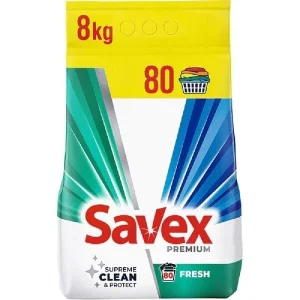 Detergent de rufe automat, Savex 2in1 Fresh, 8 kg, miros puternic, 80 spalari
