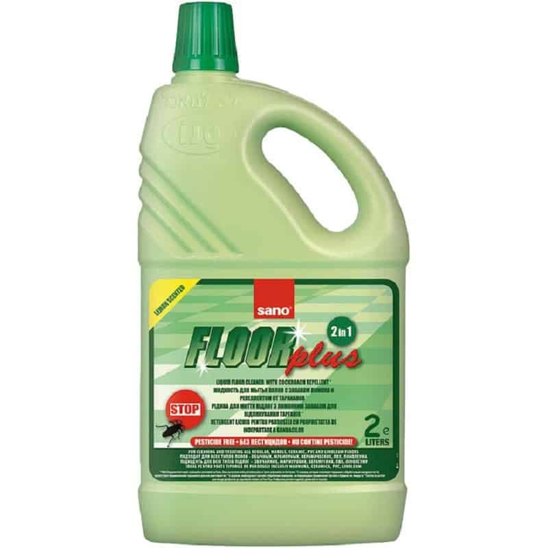 Detergent pentru pardoseli Sano Floor Plus, cu proprietatea de alungare a gandacilor, parfum de lamaie, 2 l