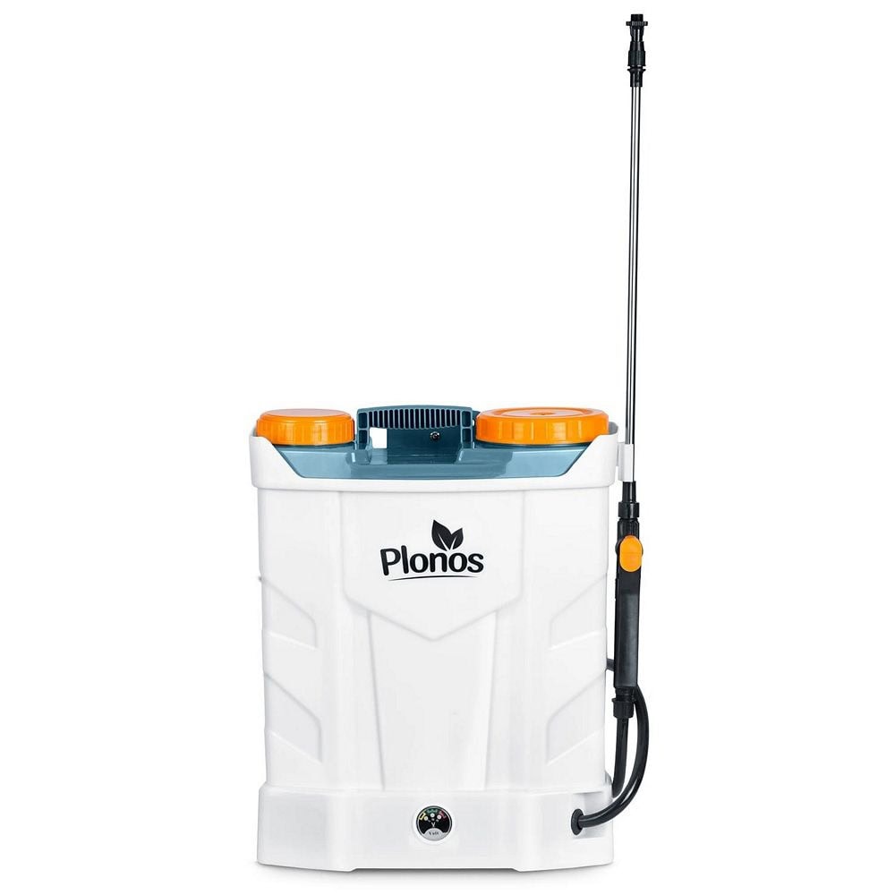 ​Pompa de stropit cu acumulator, plumb-acid, 12 V, 8 Ah, 4 duze diferite, presiune maxima 5,5 bar, debit maxim 3,1 l/min, timp de lucru 3-4 ore, 45 x 36 x 17 cm, 16 l