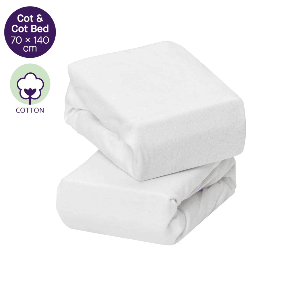 Set doua cearceafuri, alb, cu elastic 140 cm x 70 cm Clevamama 3368