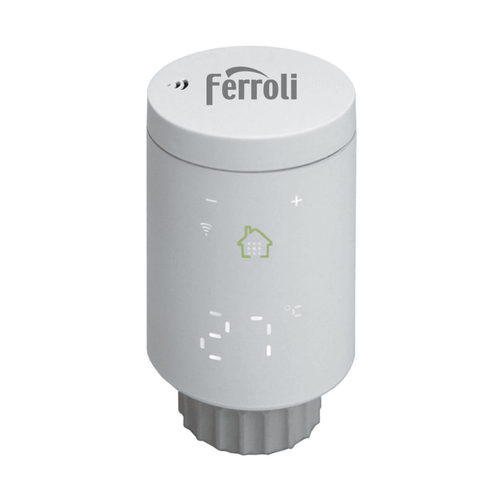 Kit controler gateway si 2 capete termostat smart pentru calorifer Ferroli, Wi-Fi, control de la distanta, siguranta pentru copii, detectare fereastra deschisa, afisaj digital, programabil, alb