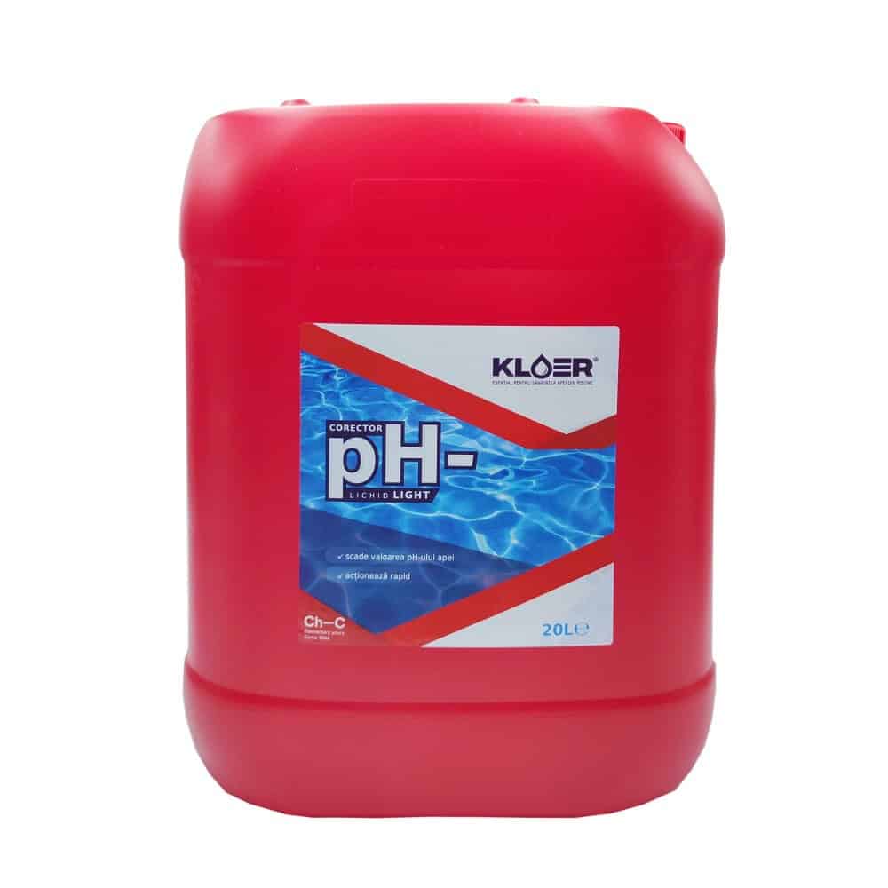 Corector pH minus light Kloer, pentru reglarea PH-ului apei, mentinerea unui nivelul optim intre 7.2 si 7.6, lichid, 20 l