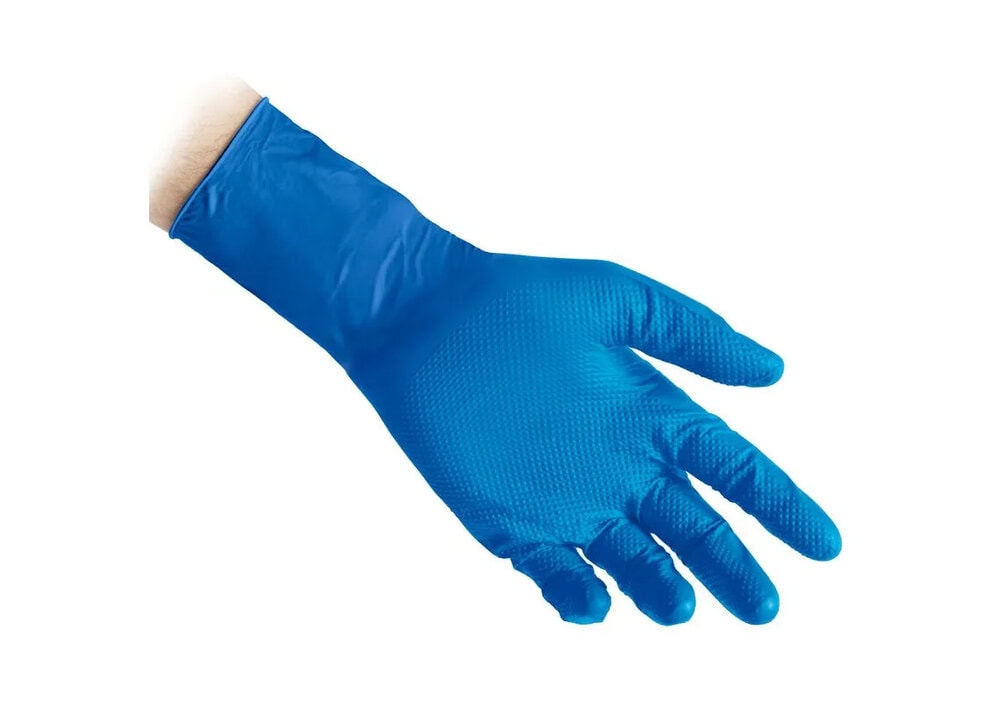 Manusi din Nitril nepudrate Extra-Long Blue Full Grip REFLEXX N65 Plus 29cm
