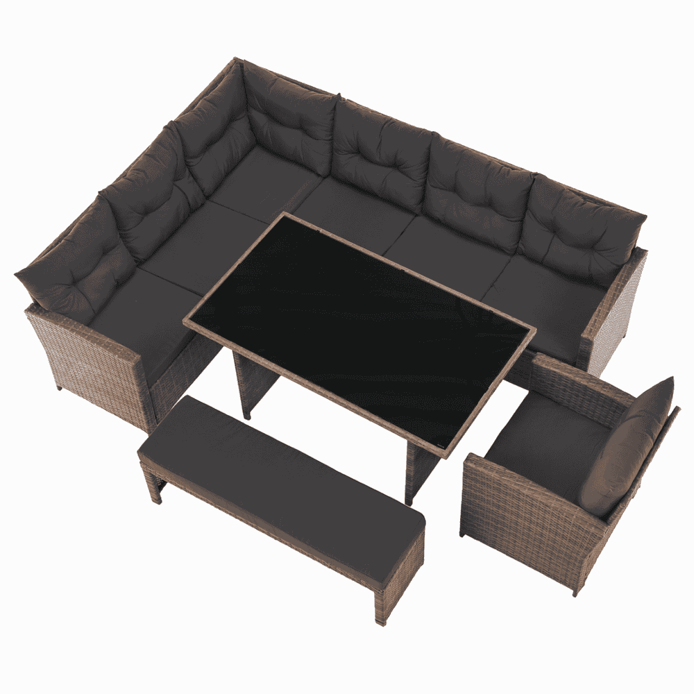 Set de gradina din ratan, gri-maro/maro deschis, SAGIR